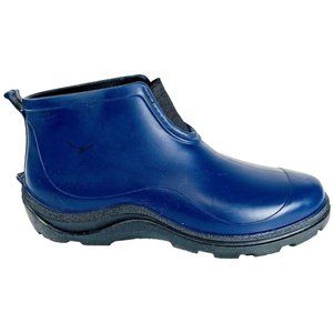 Sloggers Womens Lined Rubber Ankle Boot Size 8 Blue Snow Slush Rain Slip On Shoe